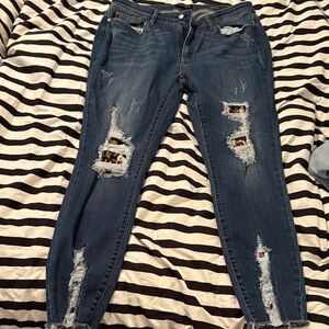 Judy Blue Ripped Dark Blue Skinny Jeans